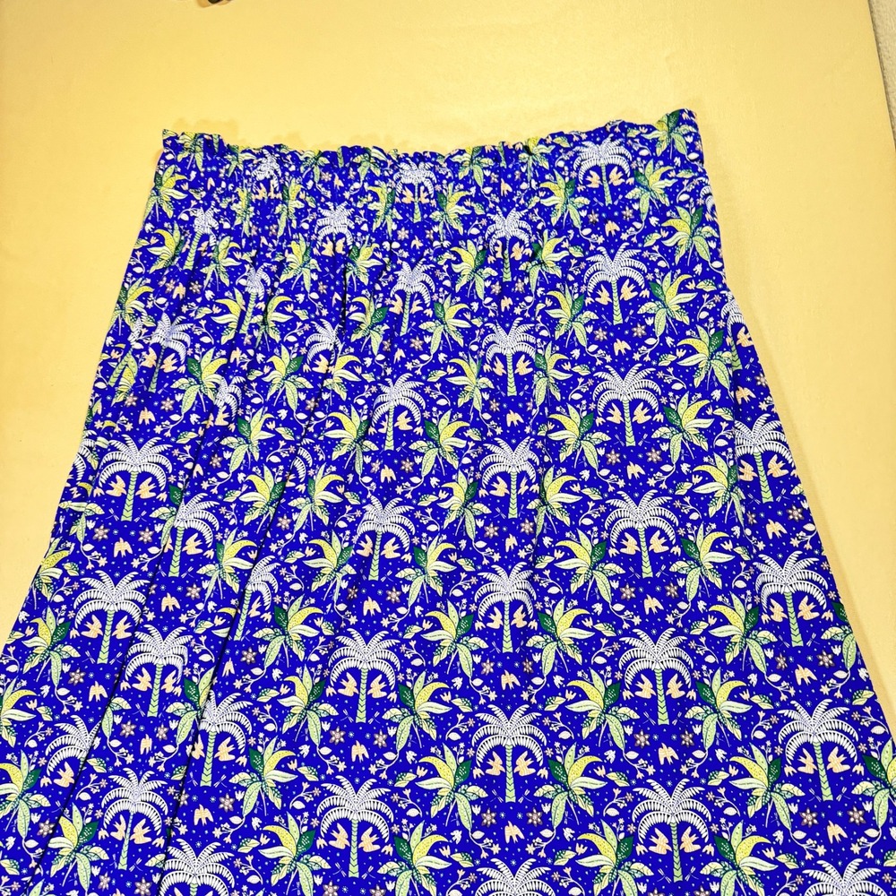Boden Maxi Skirt Blue Palm Tree Print Elastic Waist Women's‎ US 12R Pockets NWT - Picture 7 of 16